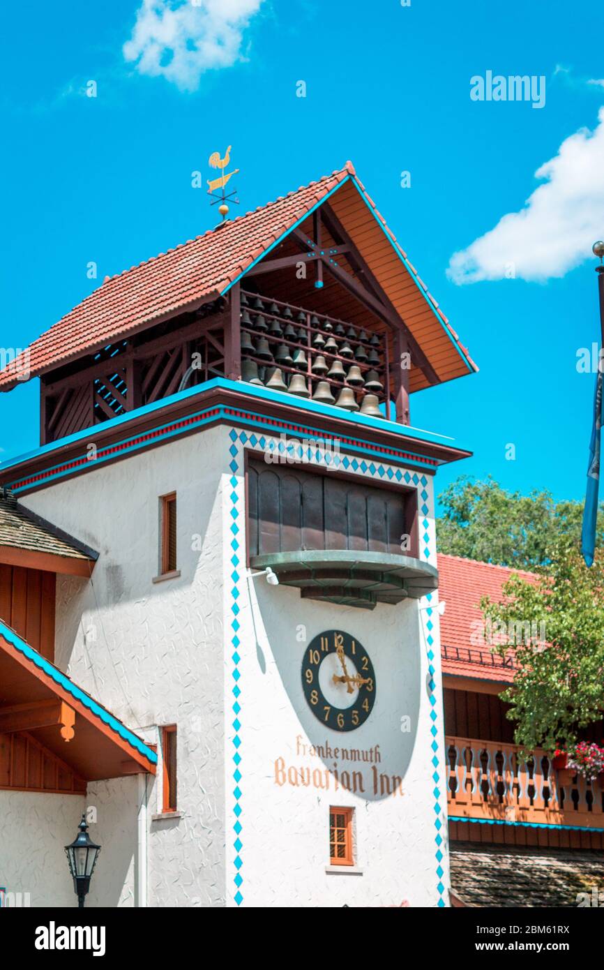 Clocktower of the Bavarian in in Frankenmuth Michigan Stock Photo Alamy