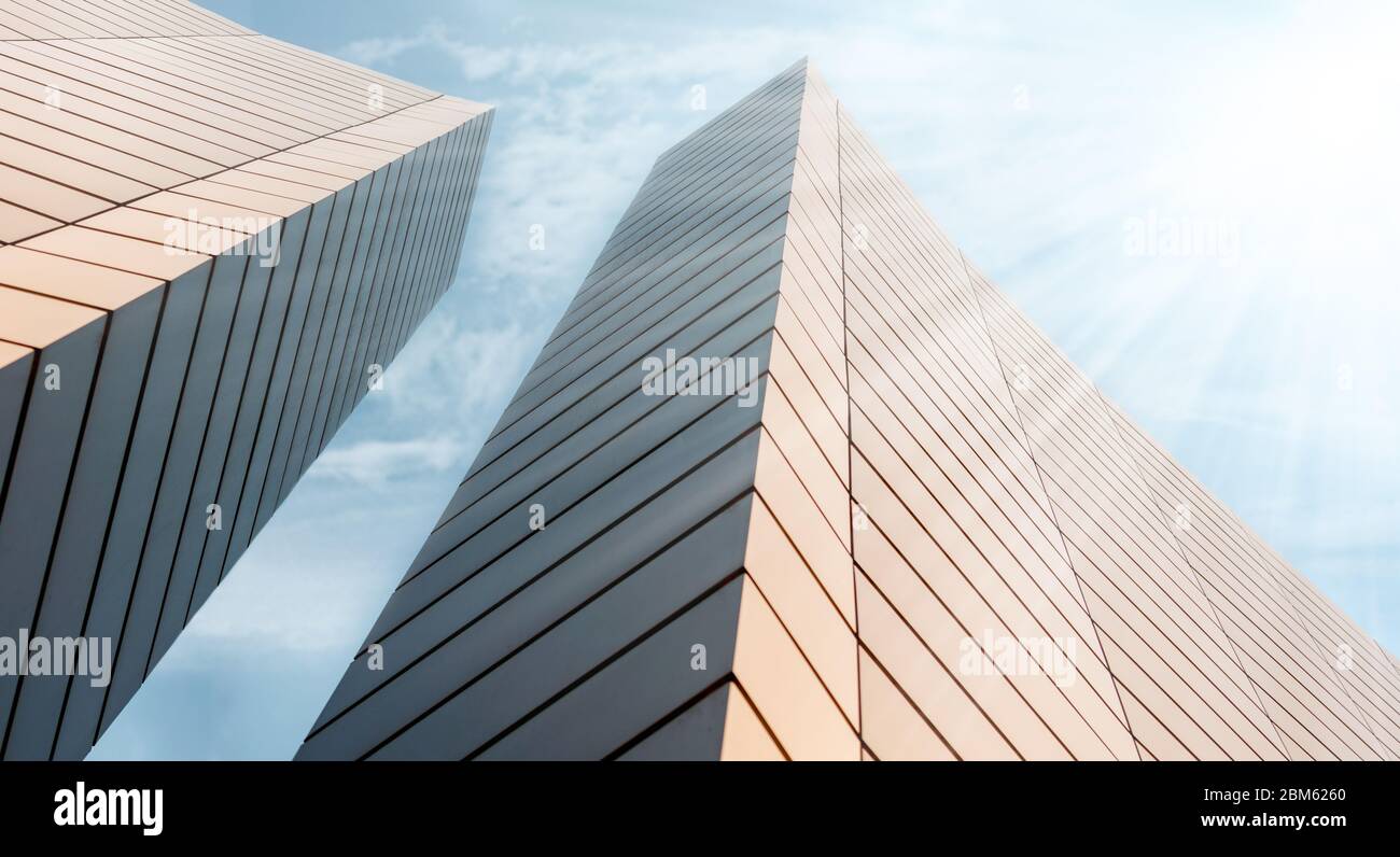 wall of a modern building on a background of blue sky abstract ...