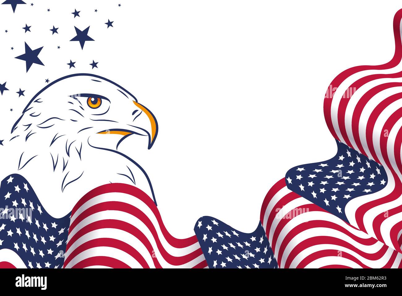 Wavy USA flag and portrait of Eagle on American festive design to national  holidays, independence day, 4th of July, and memorial day. With an empty pl  Stock Vector Image \u0026 Art -, image size:1300x956