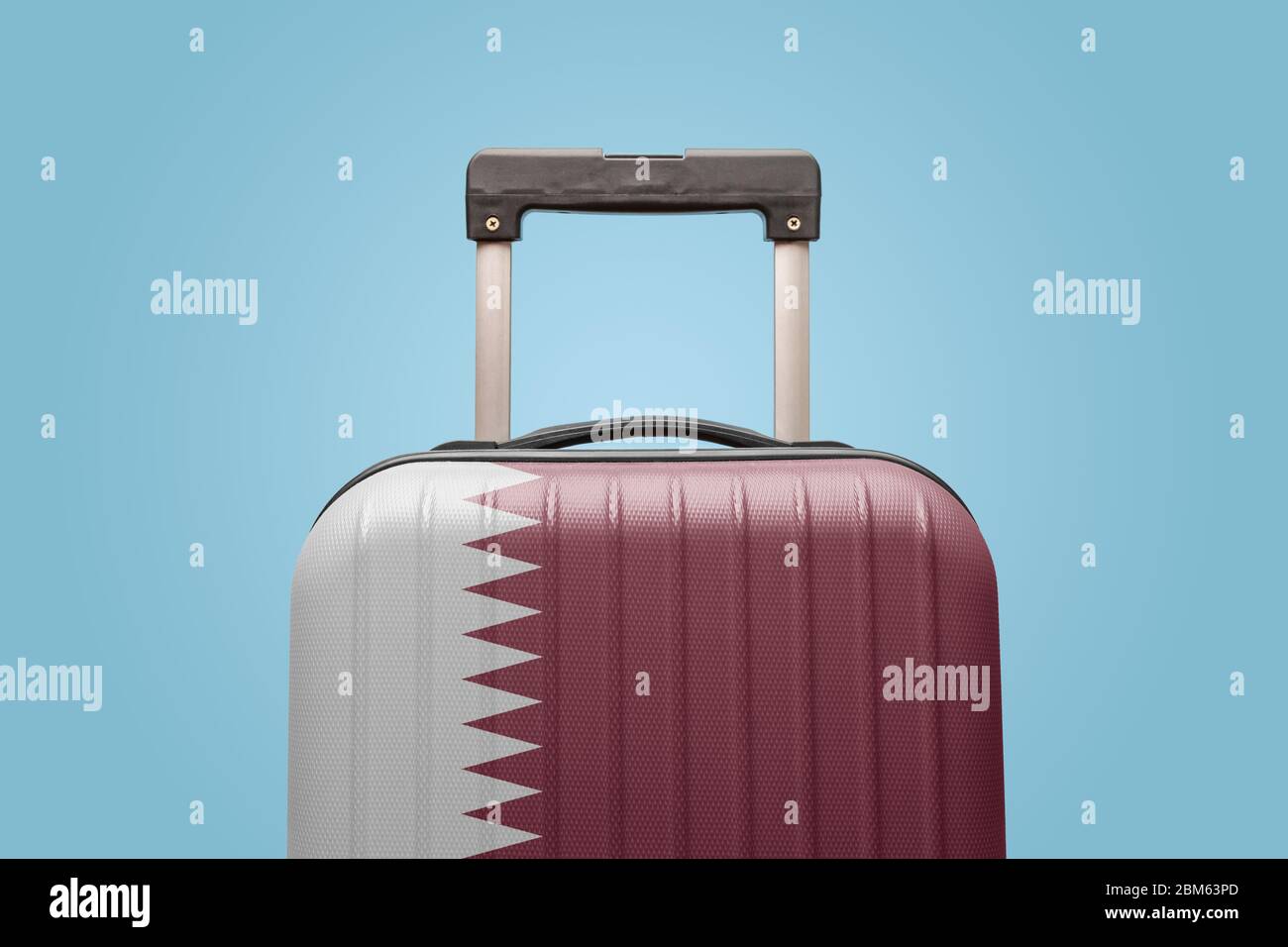 Suitcase with Qatari flag design travel Asia concept Stock Photo Alamy