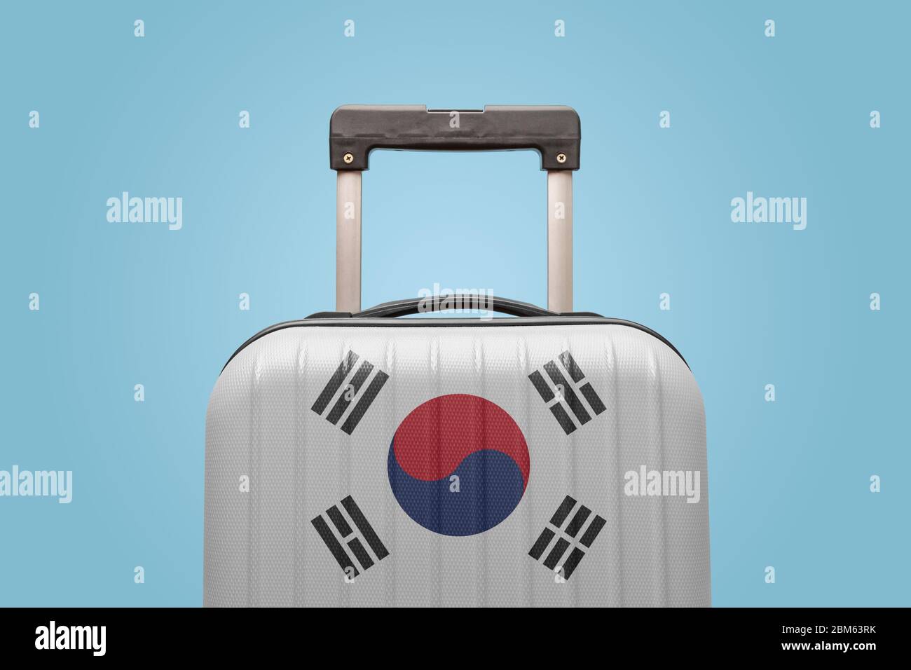Suitcase with South Korean flag design travel Asia concept Stock Photo