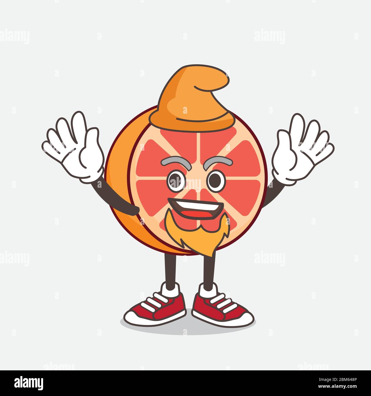 An illustration of Grapefruit cartoon mascot character performed as an