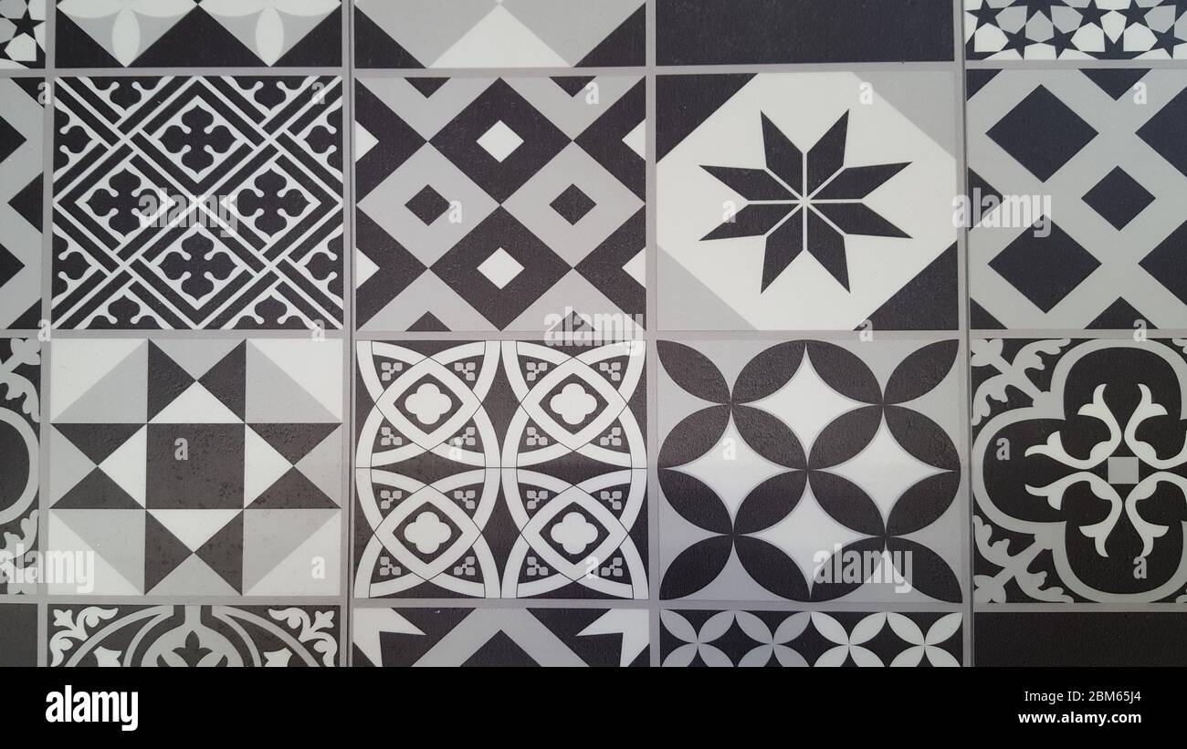 Vintage ceramic tile texture black white ceramic tiles wall background