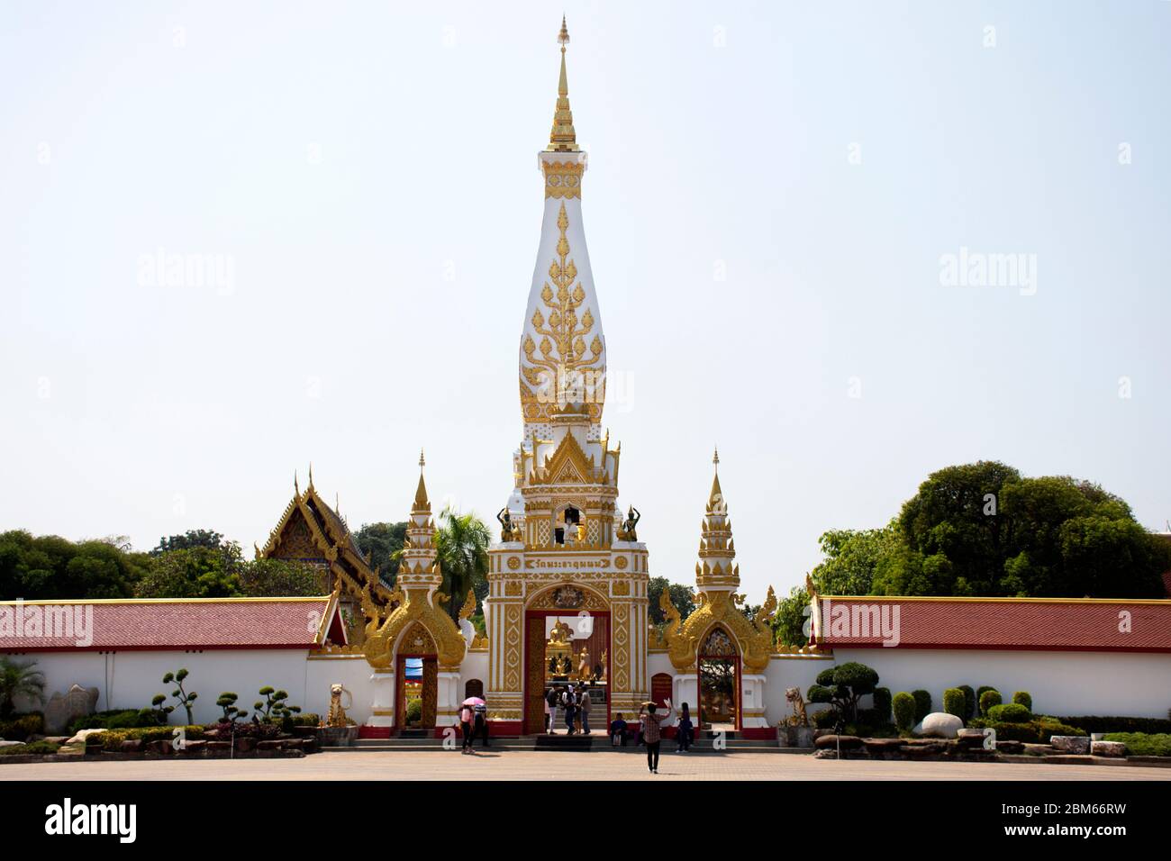 NAKHON PHANOM, THAILAND - OCTOBER 2 : Pagoda or Stupa of Wat Phra That Phanom temple for foreign traveler and thai people travel visit and respect pra Stock Photo