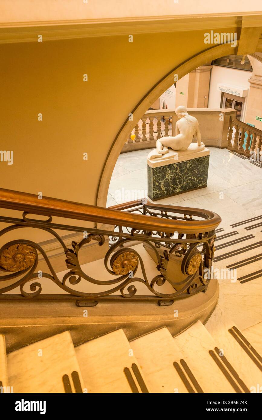 Sculptures in the staircase, Bristol Museum & Art Gallery, UK Stock Photo Alamy