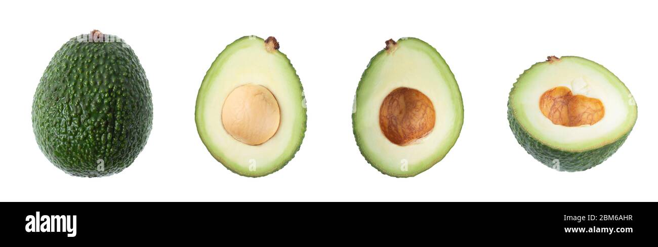 A set of fresh ripe avocados isolated on white background Stock Photo ...
