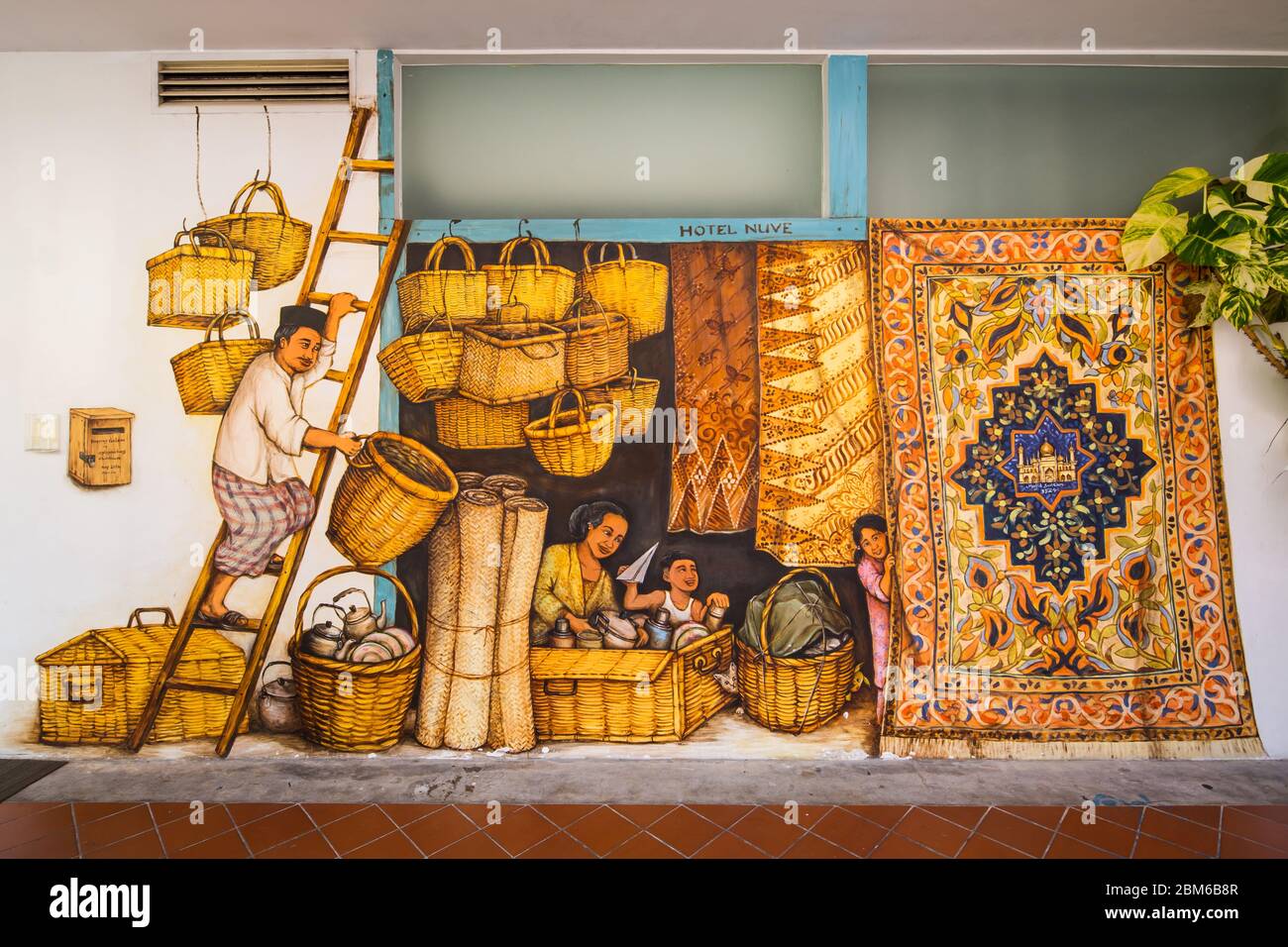 Very detailed wall mural painted by artist Yip Yew Chong, Singapore