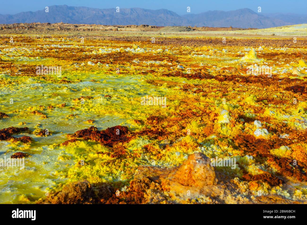 Colorful landscape of Dallol terrestrial hydrothermal system in Danakil desert, Ethiopia Stock Photo