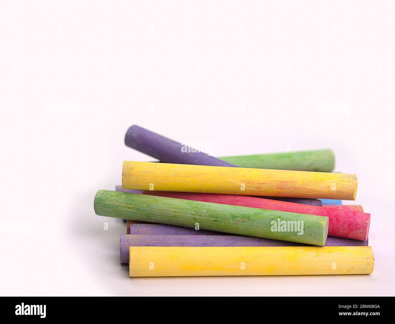 Chalks in a Variety of Colors on White Background, Chalk Powder. Stock  Image - Image of colors, colour: 155437125