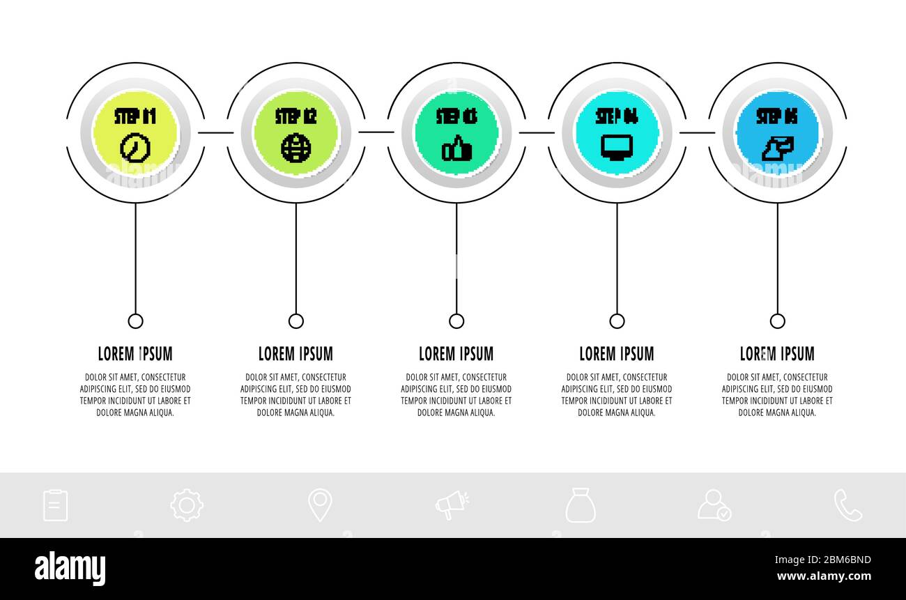 Infographic circular with five steps, parts, icons. Flat vector ...