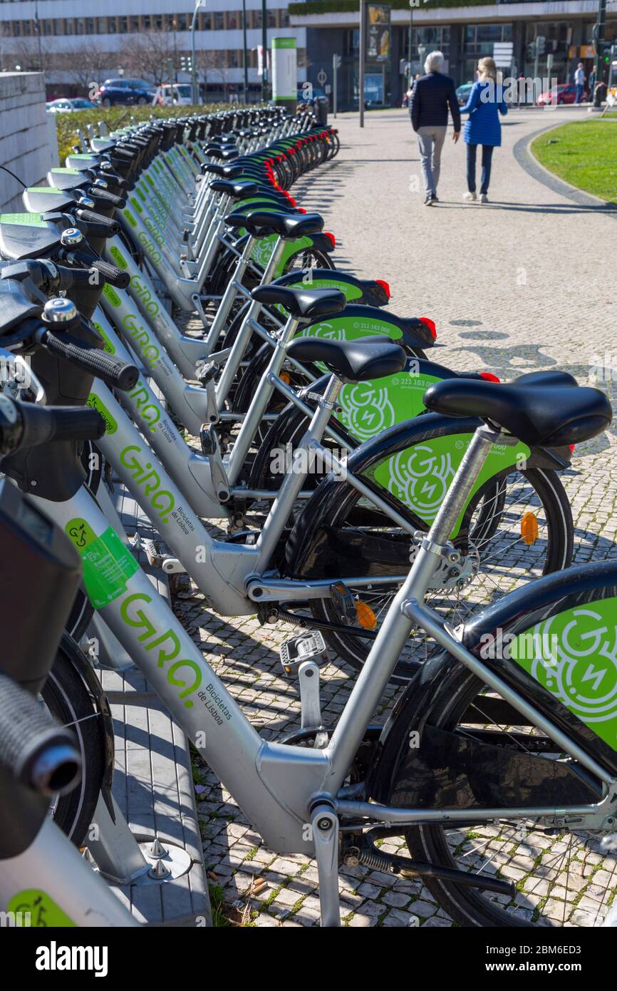 Gira Bicicletas de Lisboa, Leih Farrad, Lissabon Stock Photo