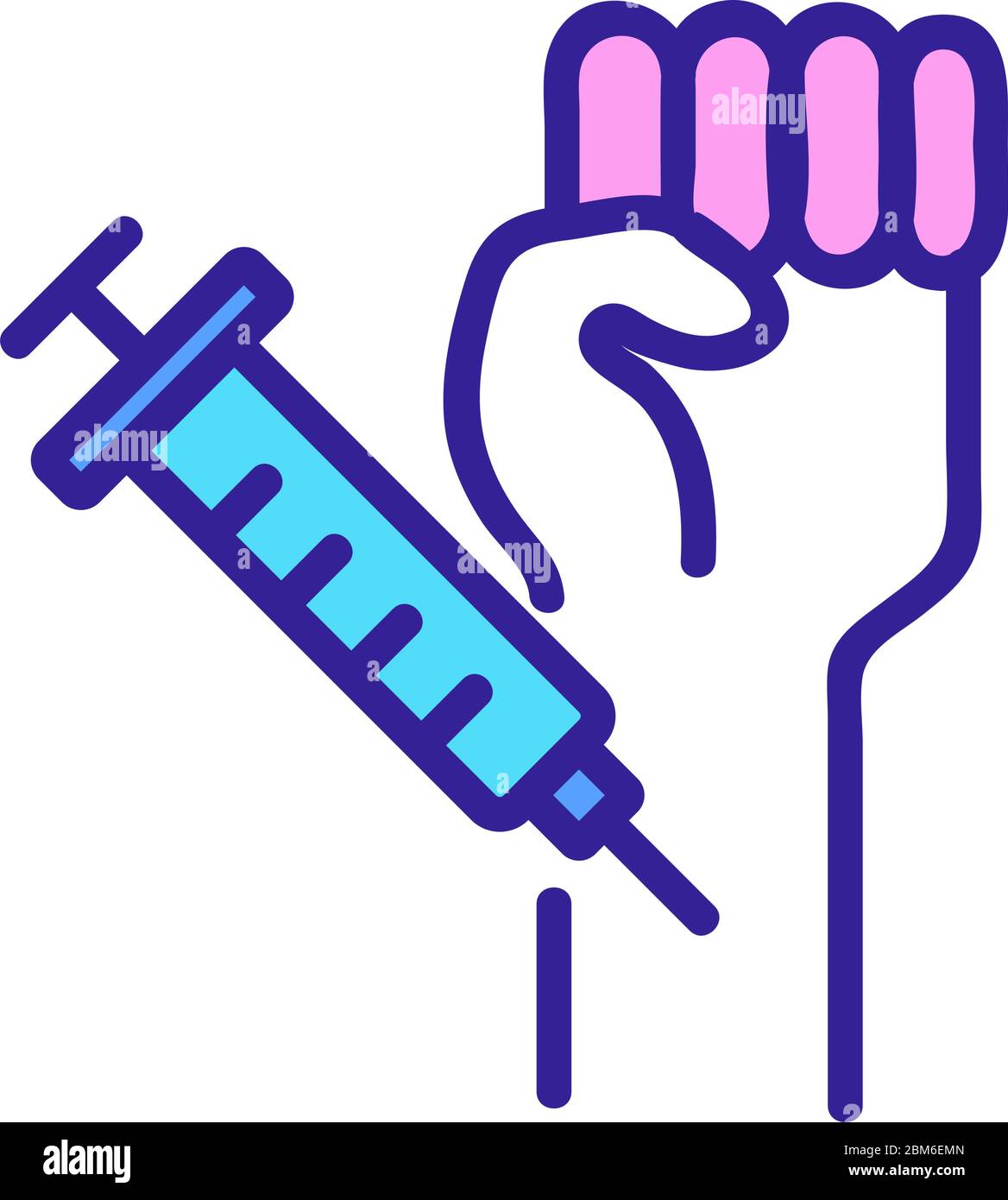 injection in hand icon vector outline illustration Stock Vector Image ...