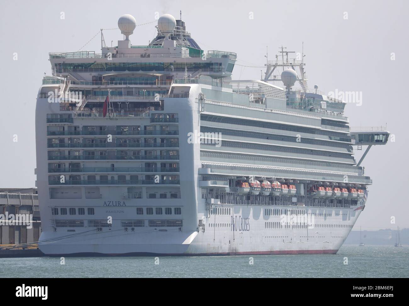 The P&O cruise ship Azura at berth at Ocean cruise terminal in Southampton. Stock Photo