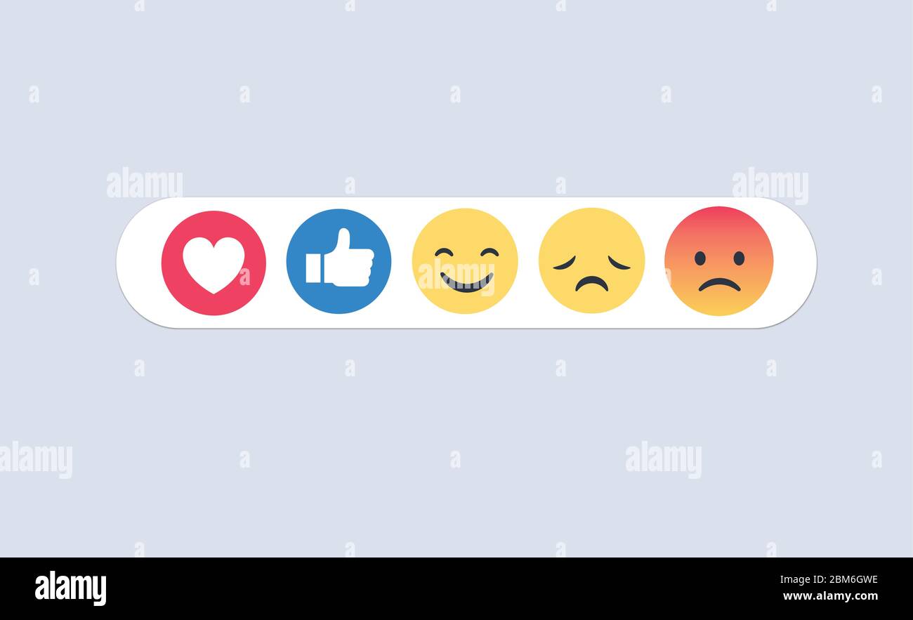 high quality vector round yellow cartoon bubble emoticons comment social media Facebook chat comment reactions, icon template face tear, smile, sad Stock Vector
