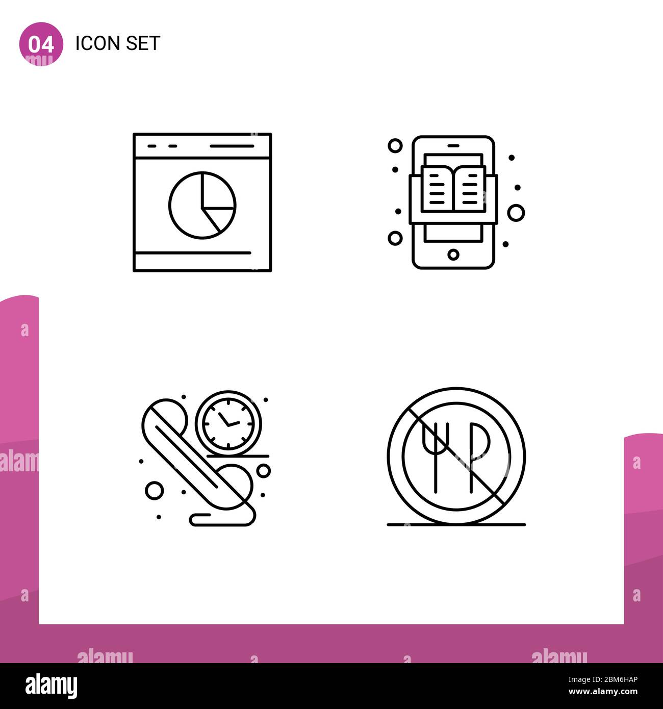 4 Thematic Vector Filledline Flat Colors and Editable Symbols of commerce, learning, rate, education apps, communication Editable Vector Design Elemen Stock Vector