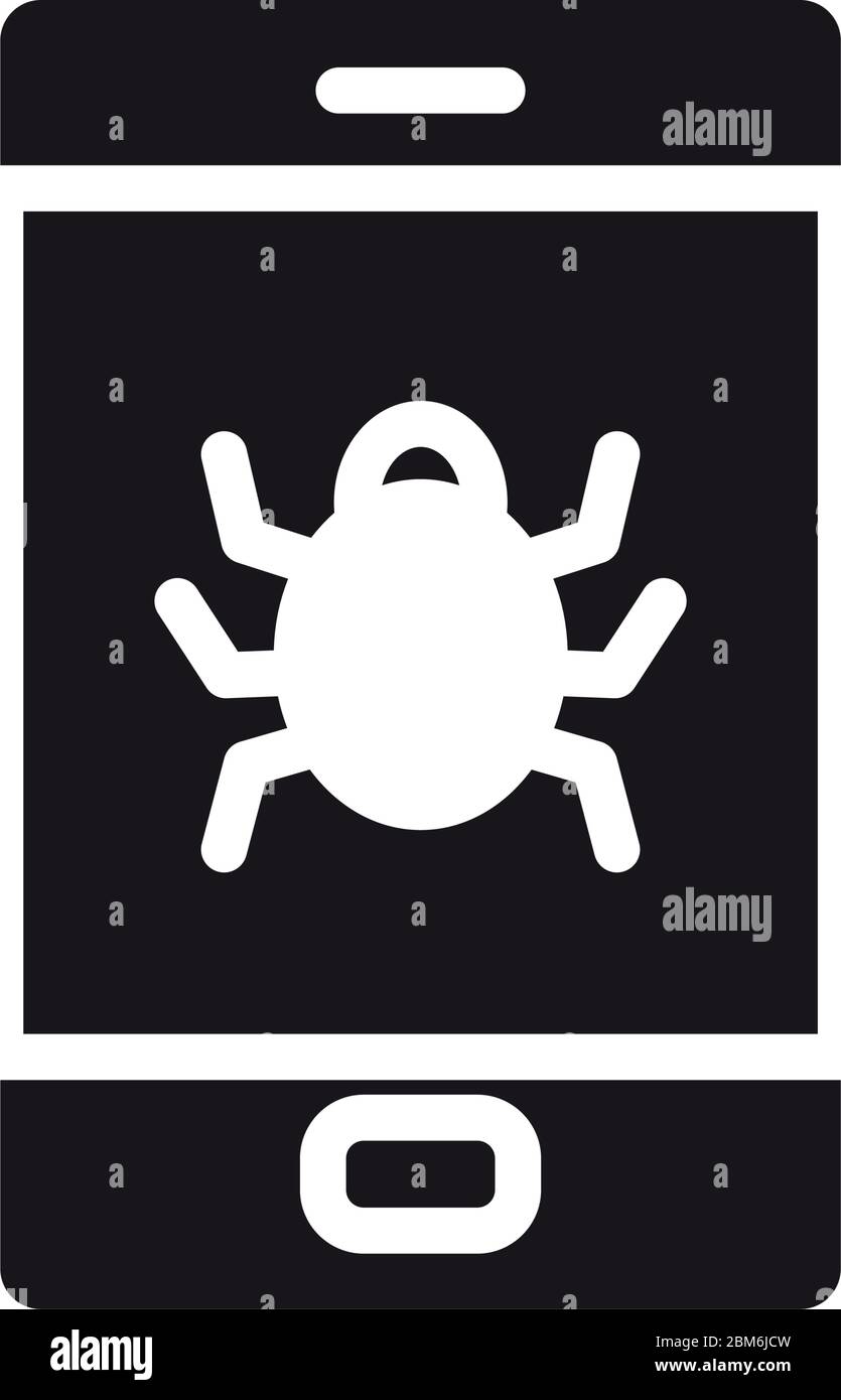 cyber security concept, smartphone with malware on screen over white ...