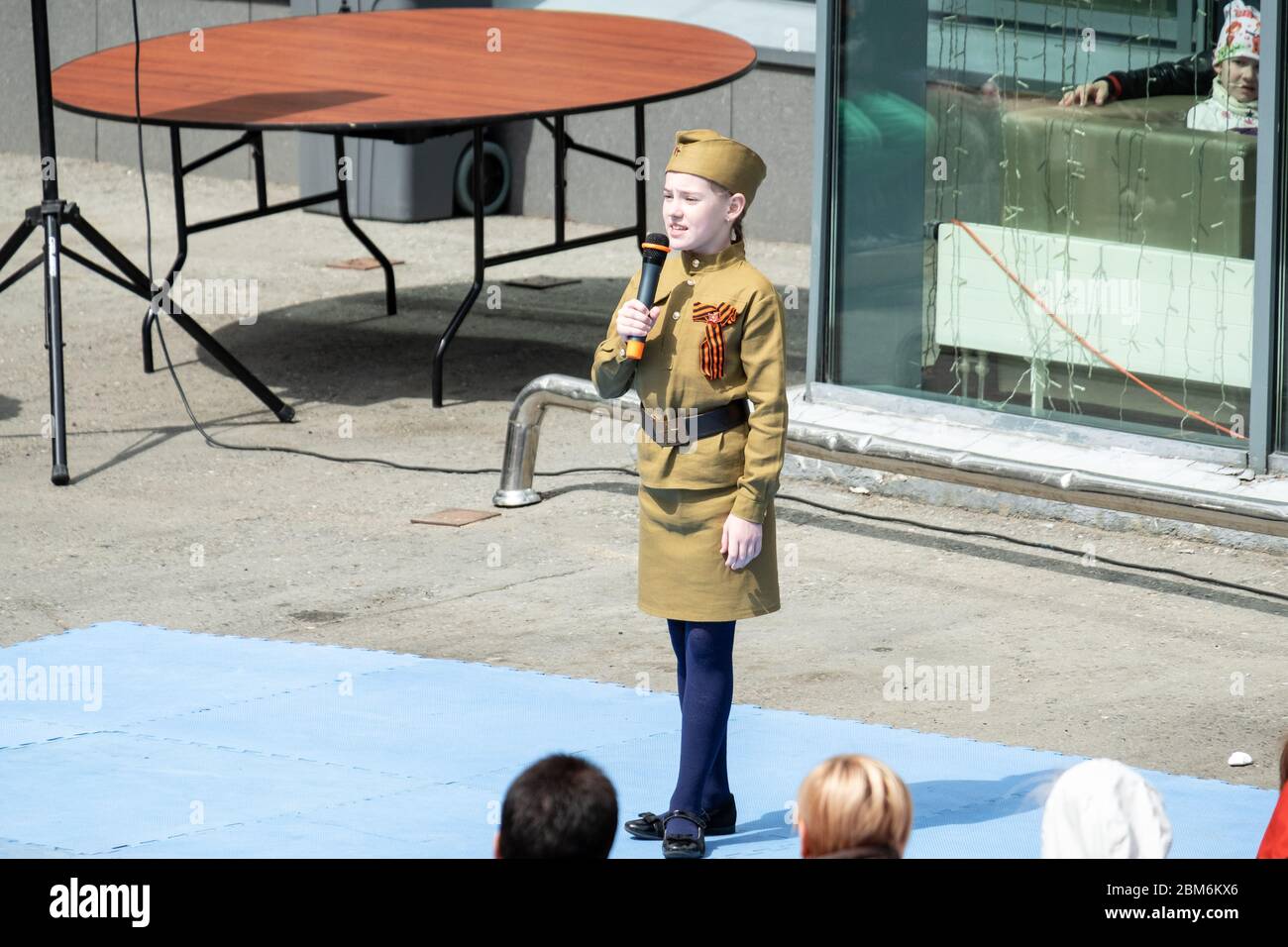 Khabarocsk, Russia - May 09, 2019: Concert in honor of the Victory Day in the great Patriotic war. Children tell poems Stock Photo