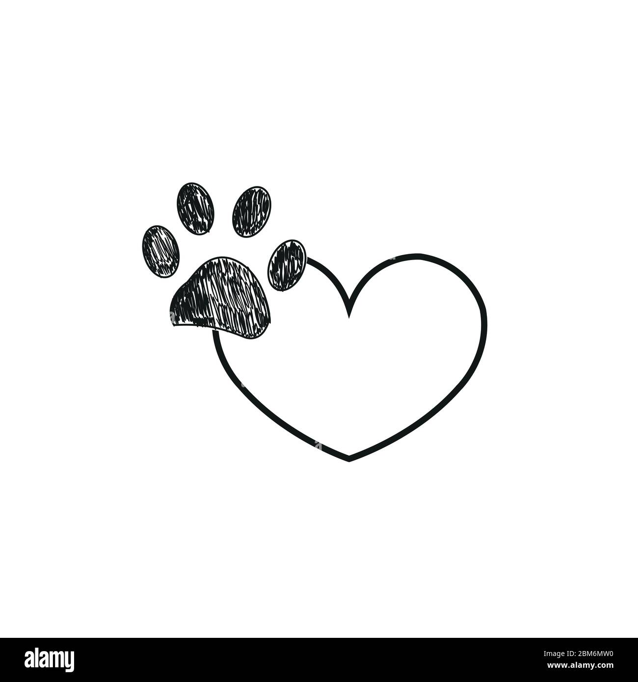 Black heart with doodle paw print tattoo design vector.eps Stock ...