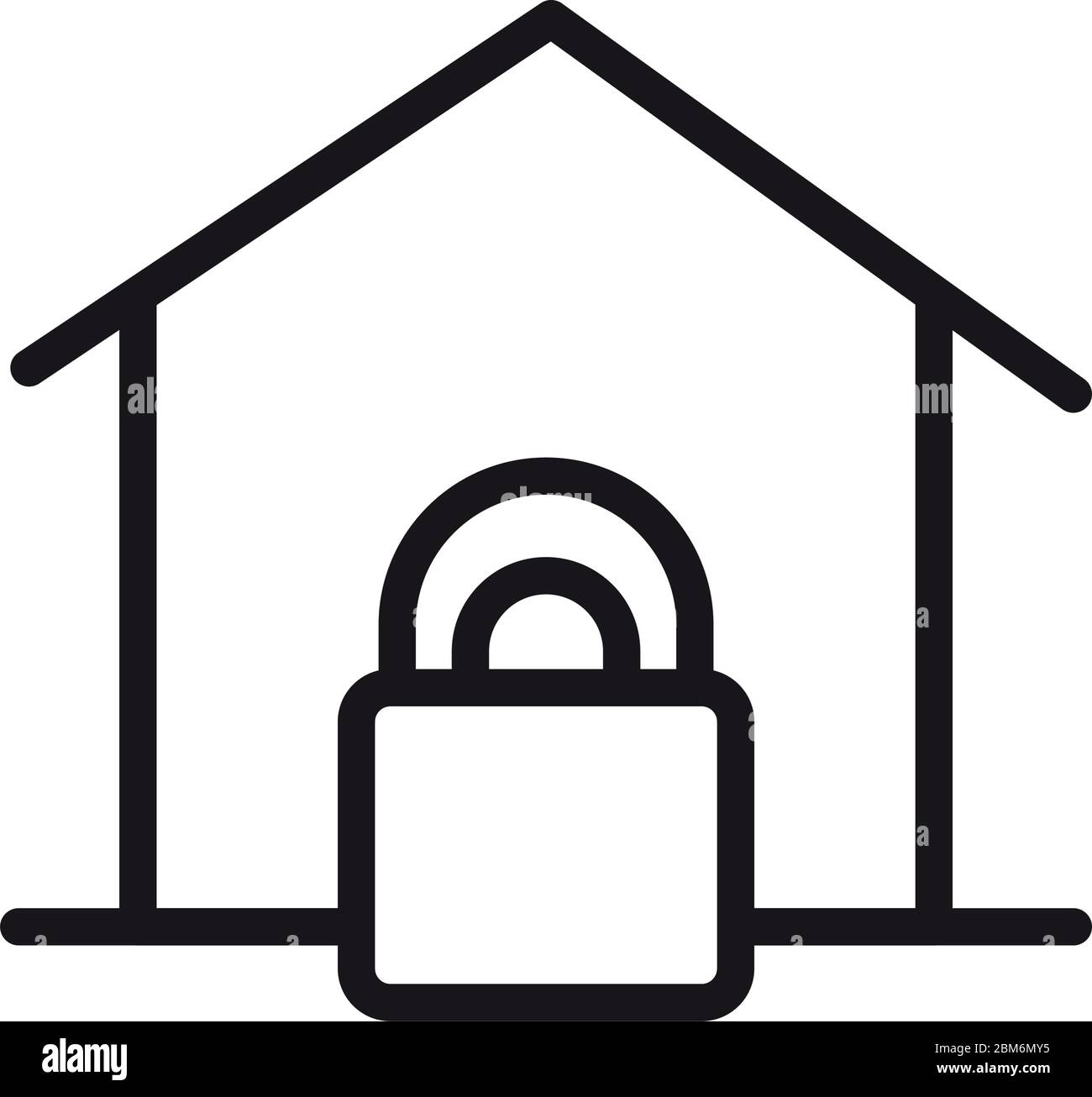 cyber security concept, house with padlock icon over white background ...