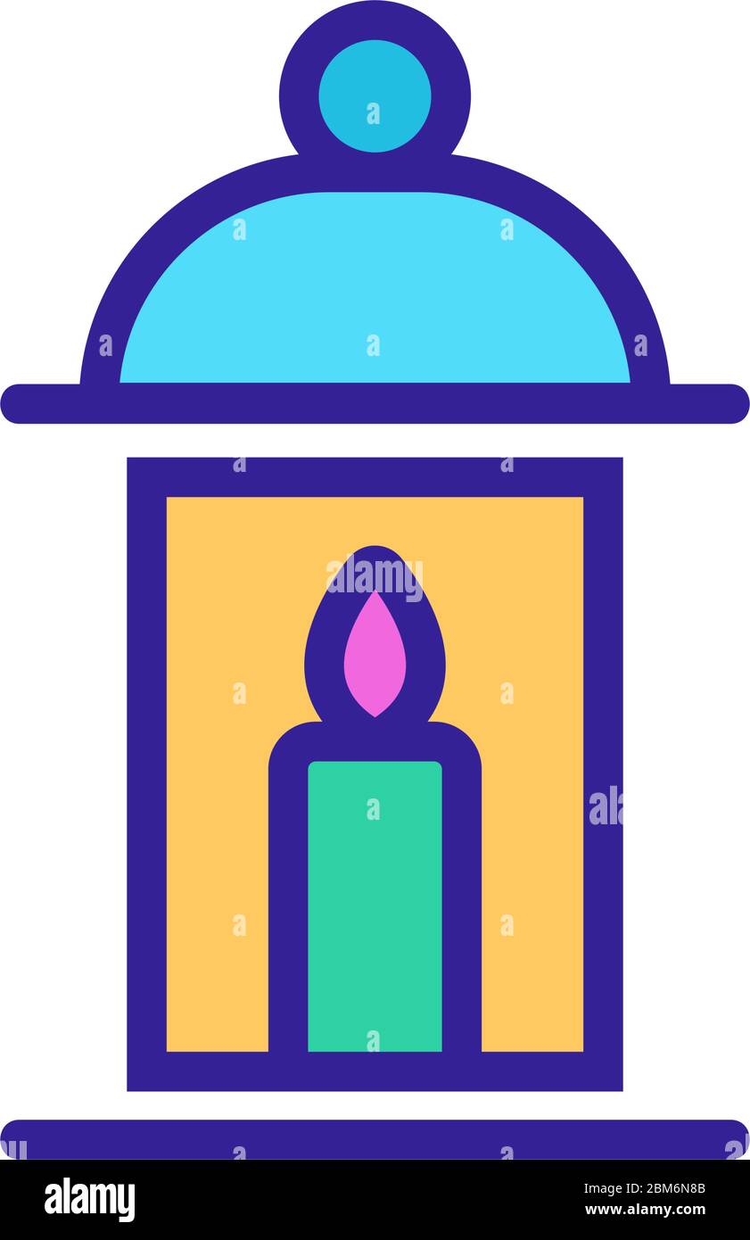 portable lamp with candle light icon vector outline illustration Stock ...