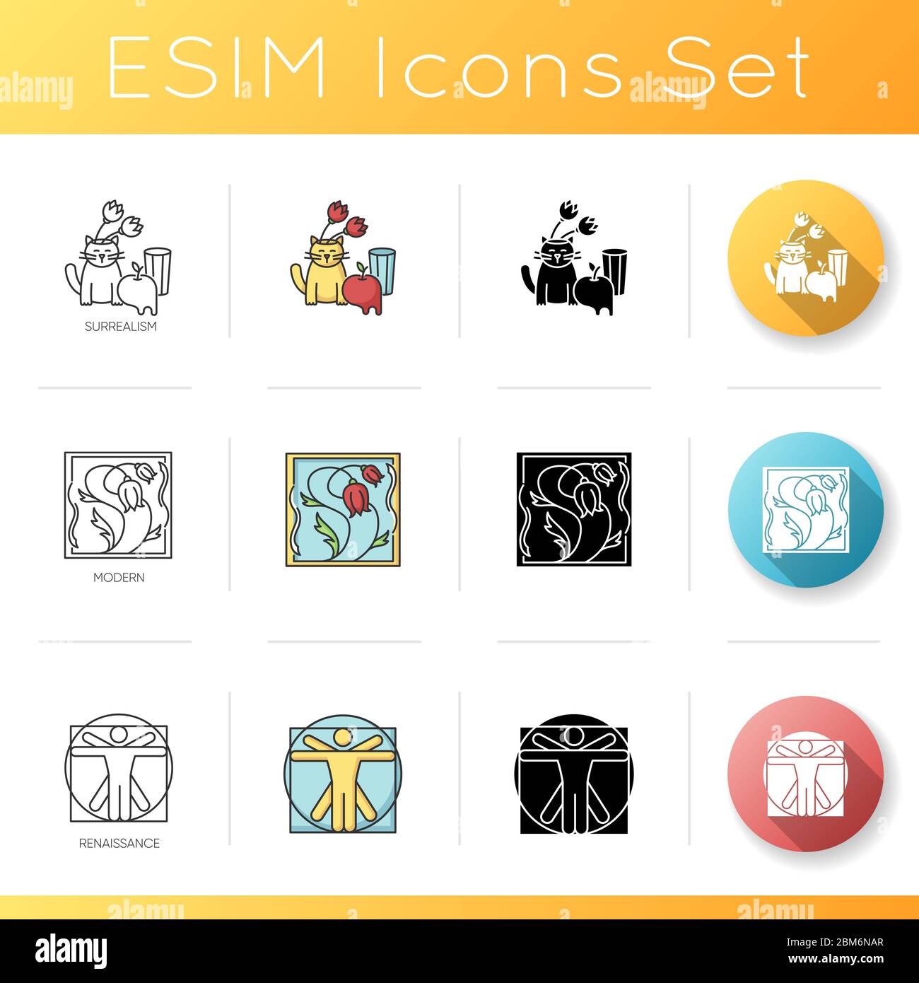 Art movements icons set Stock Vector Image & Art Alamy