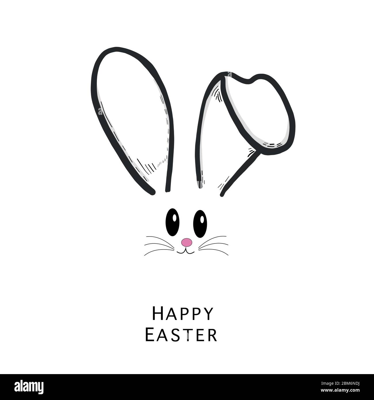 Easter Vector Bunny Hand Drawn Face Of Rabbits Ears And Muzzle With  Whiskers Paws Animal Illustration Stock Illustration - Download Image Now -  iStock