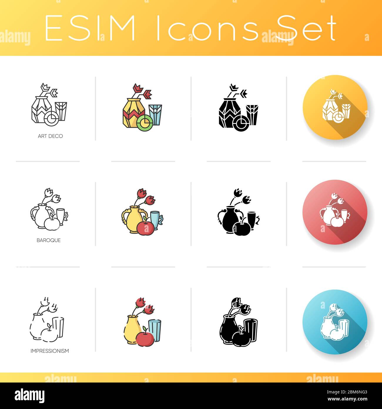 Art movements icons set Stock Vector Image & Art Alamy