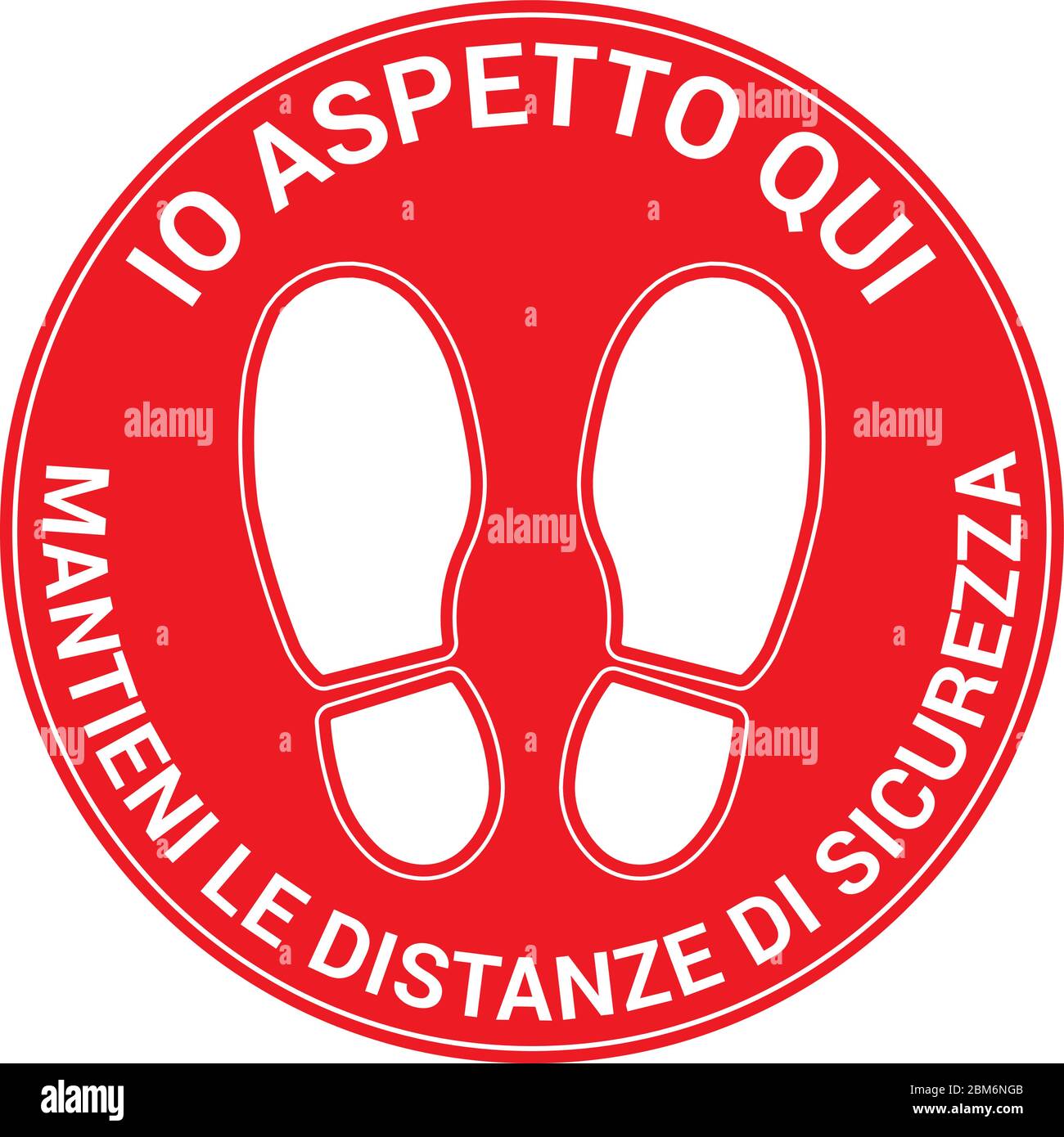 Floor signal for social distancing antivirus, Italian language, vector illustration Stock Vector