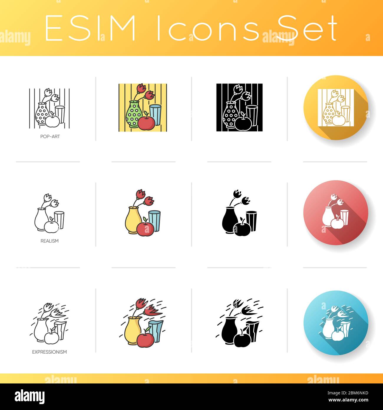 Art movements icons set Stock Vector Image & Art Alamy