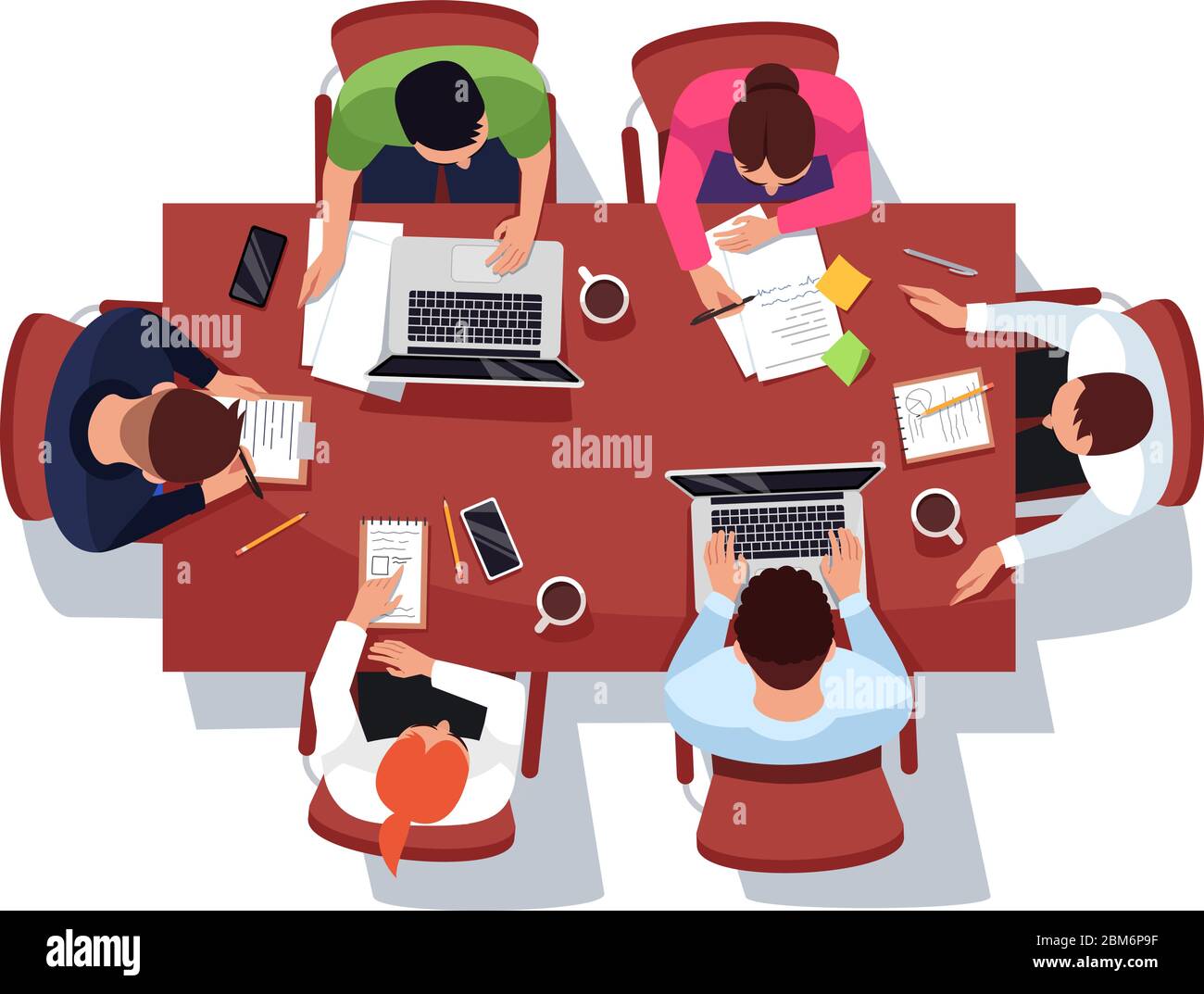 Business meeting semi flat RGB color vector illustration Stock Vector ...