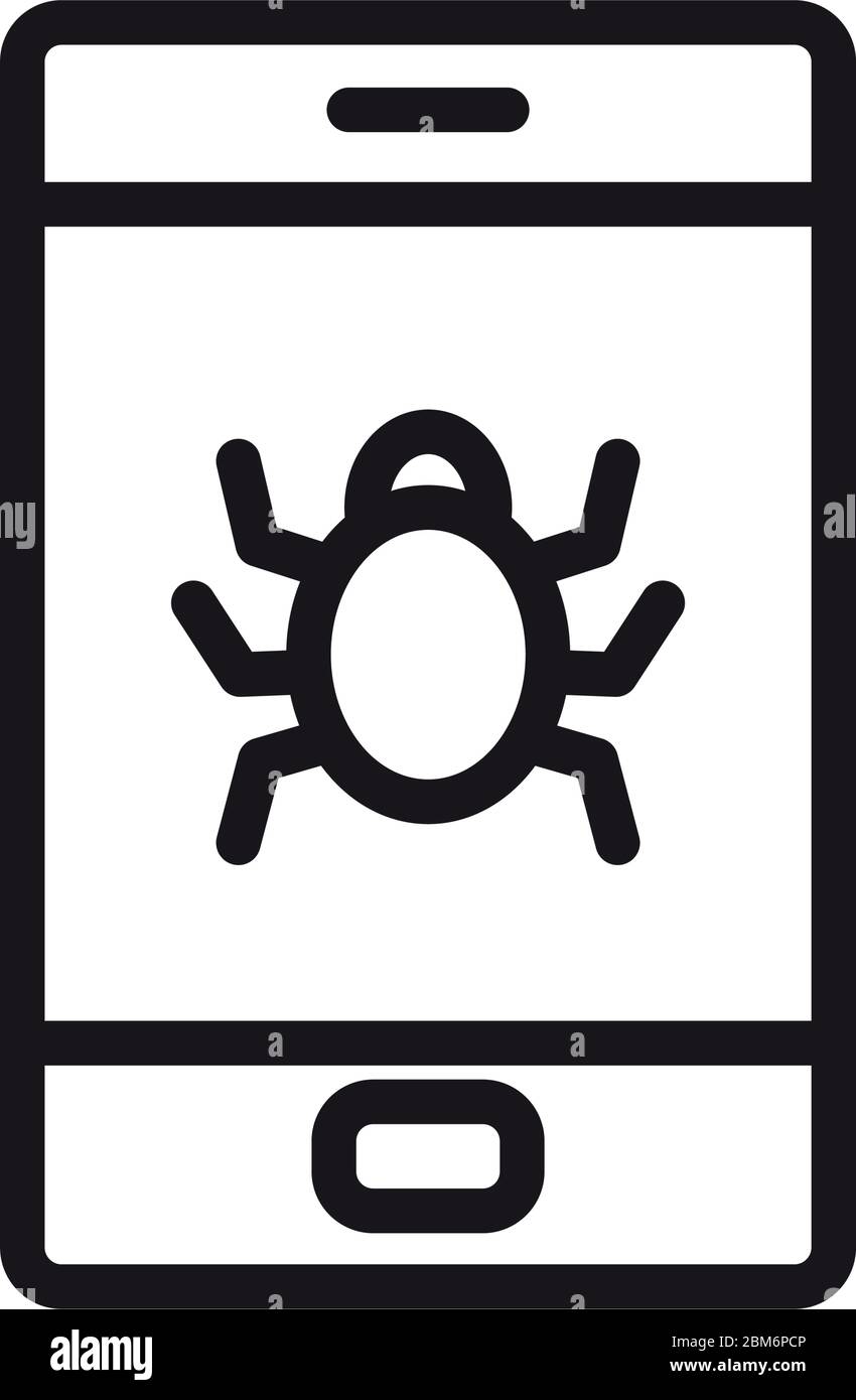 cyber security concept, smartphone with malware on screen over white ...
