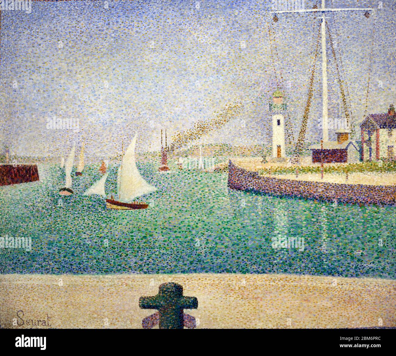 Georges Seurat Entrance Of The Port Of Honfleur Landscape Painting georges-seurat-entrance-of-the-port-of-honfleur-landscape-painting