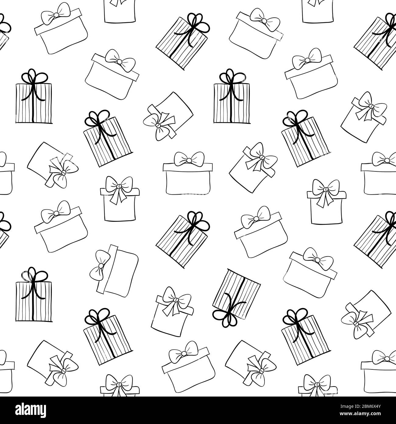 Doodle gift boxes seamless pattern. Vector hand drawn sketch presents