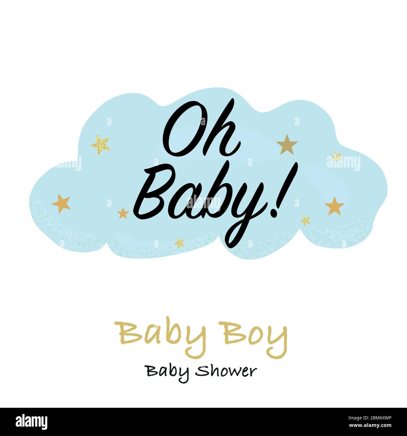 Cloud and stars baby boy, baby shower greeting card Stock Vector Image ...