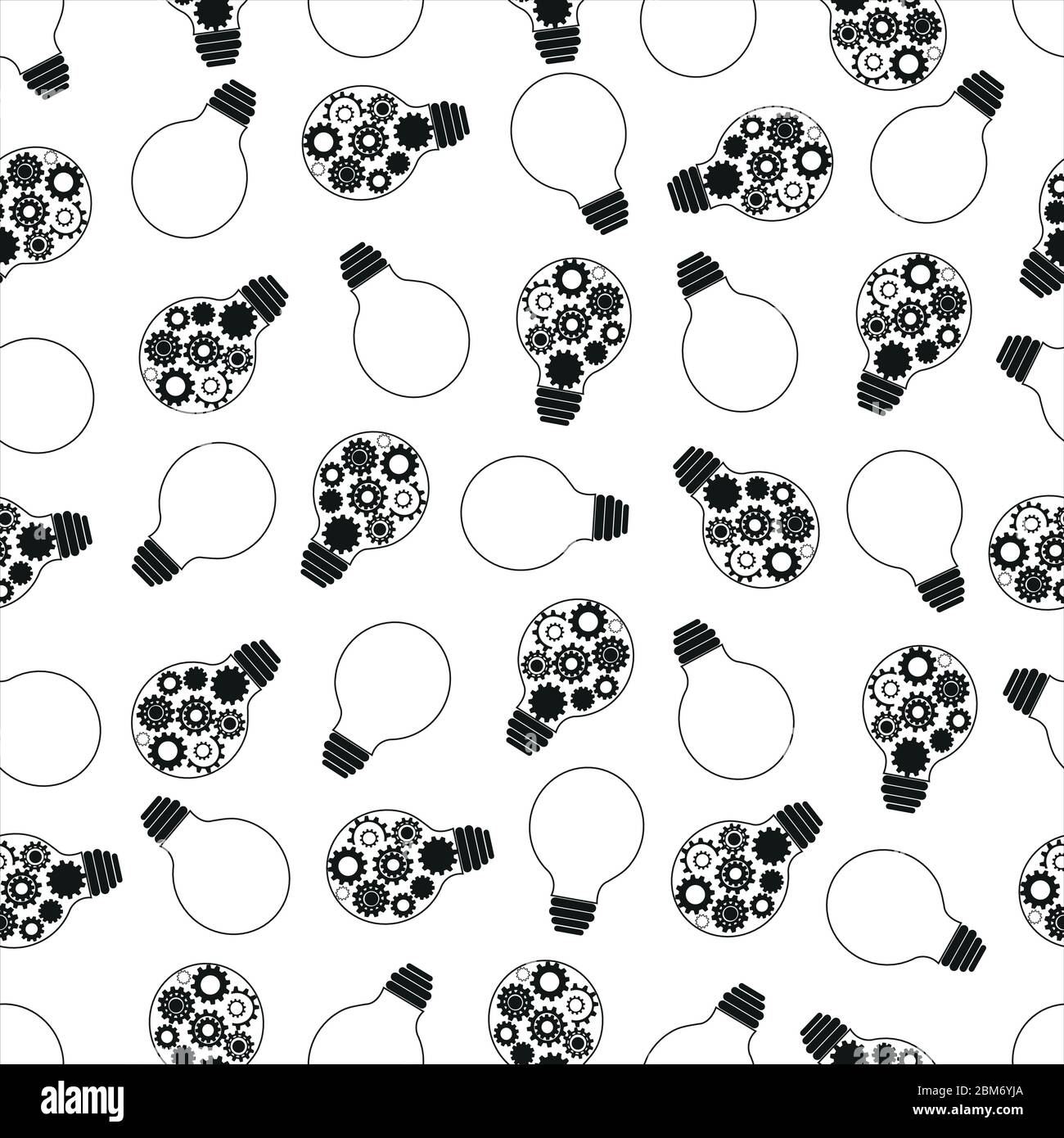 Black light bulbs seamless vector pattern background Stock Vector