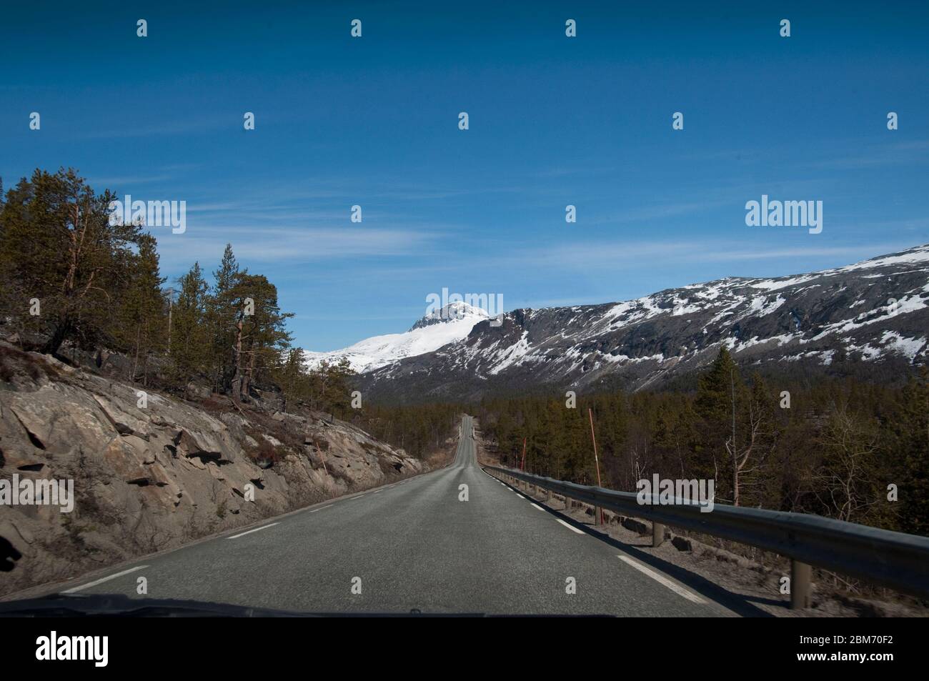 Norway mountains road view in spring Stock Photo