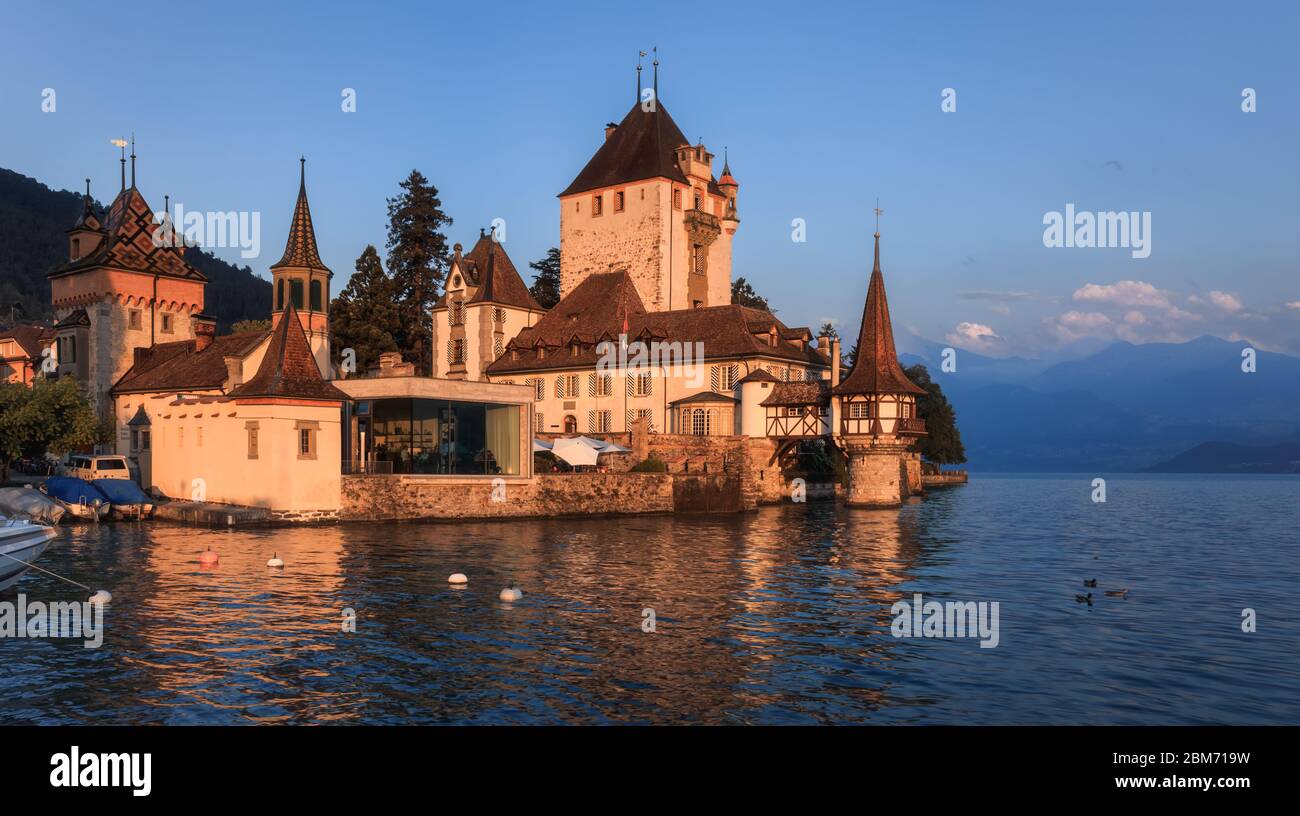 Oberhofen am Thunersee is a municipality in the canton of Bern in Switzerland Stock Photo