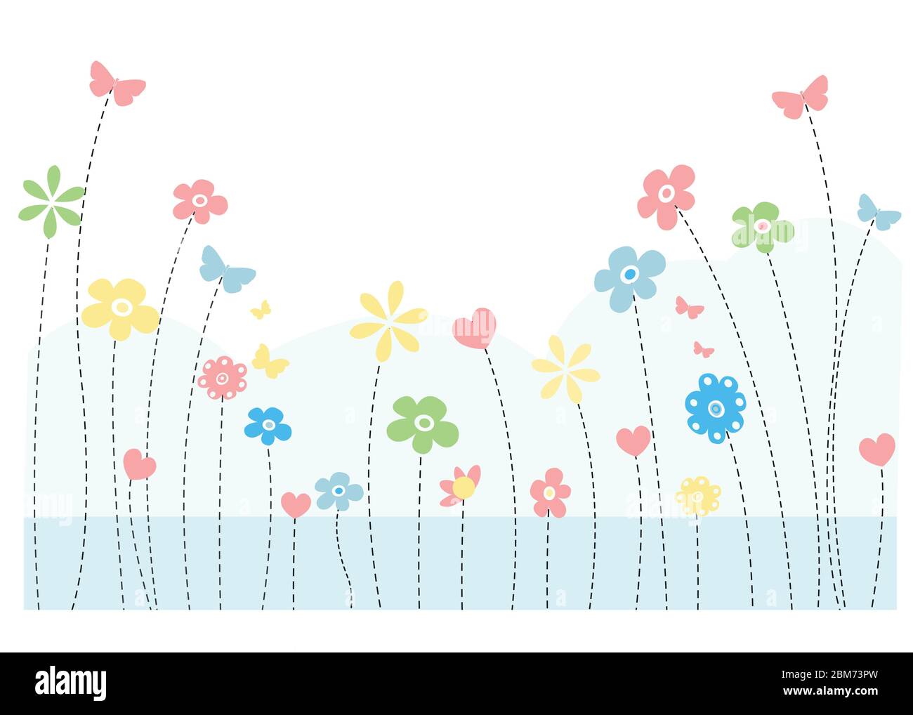 Download Simple Flowers And Hearts Border Design Illustration Stock Vector Image Art Alamy