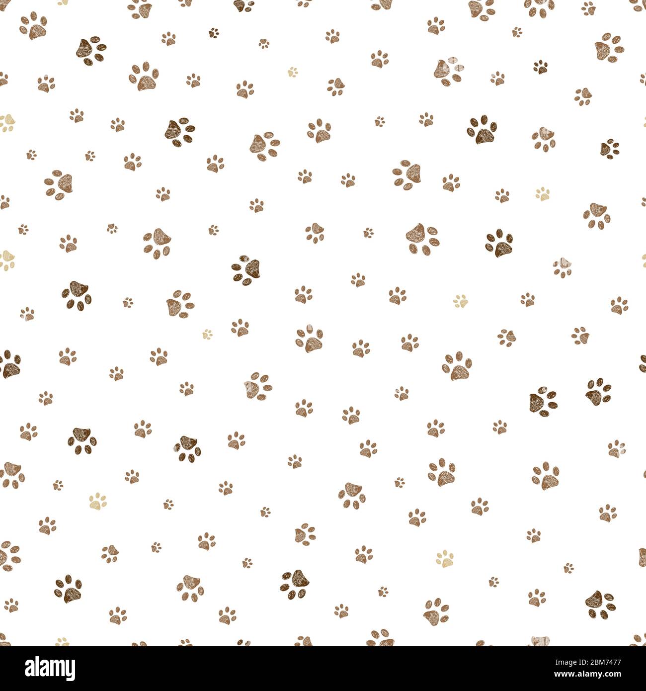 Trace brown doodle paw prints seamless pattern background Stock Vector ...