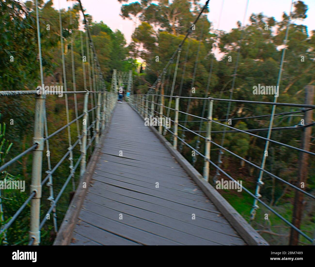 Historic Spruce street suspension bridge in San Diego CA Stock Photo