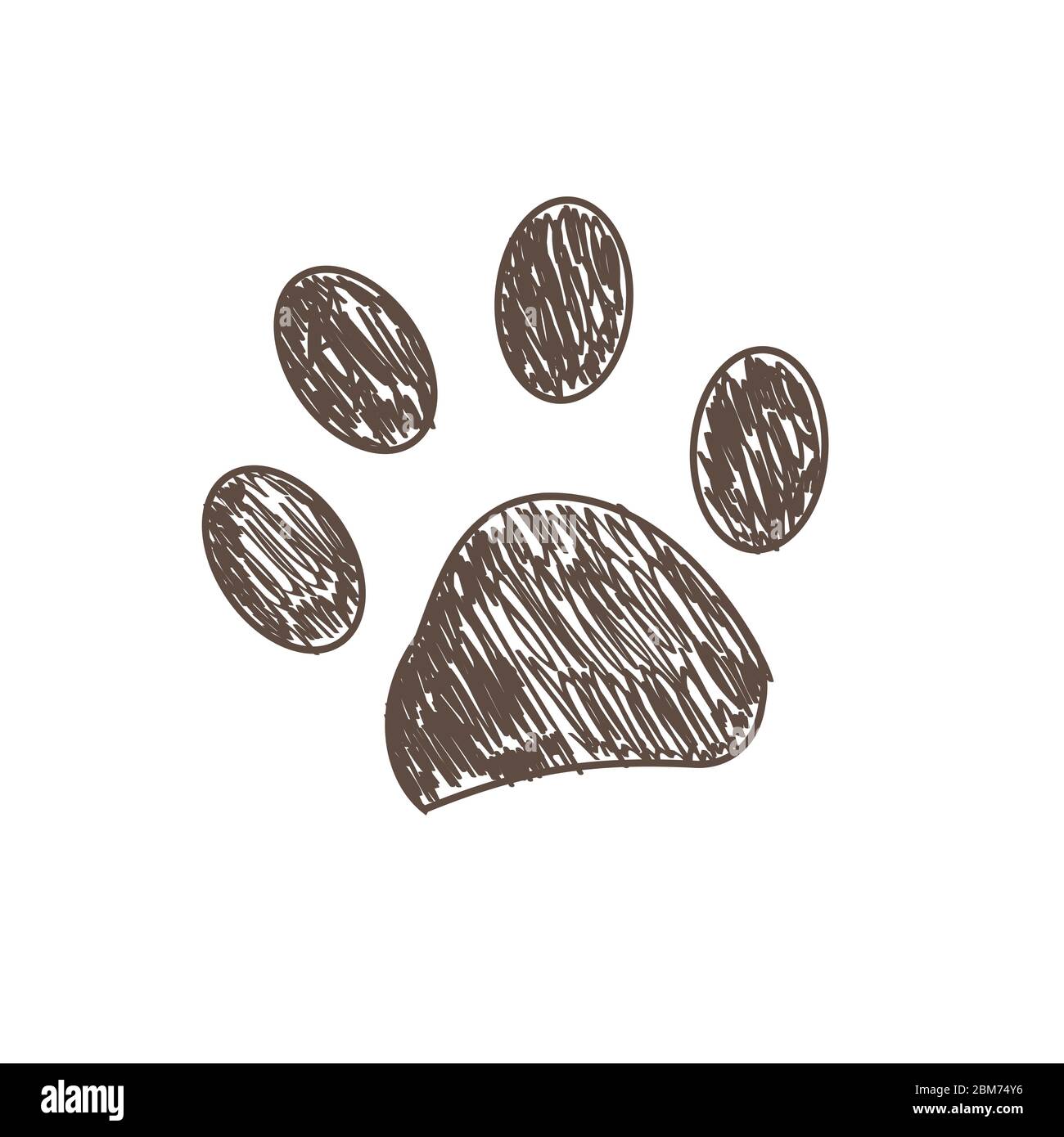 Dog Cat Animal black doodle paw prints step vector Stock Vector & Art - Alamy