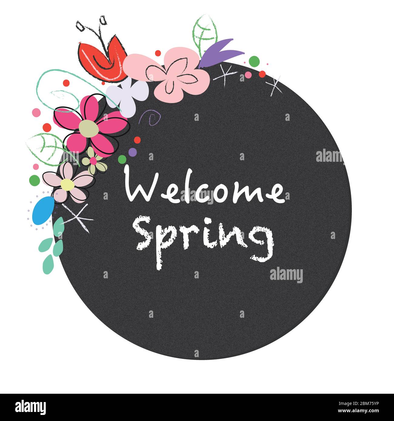 Spring Abstract Welcome Background Welcome card with colorful flowers Stock Vector Images - Alamy