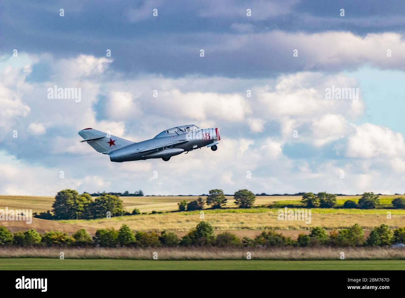 MiG 15 'Fagot' take off from Duxford Imperial War Museum Duxford Stock Photo