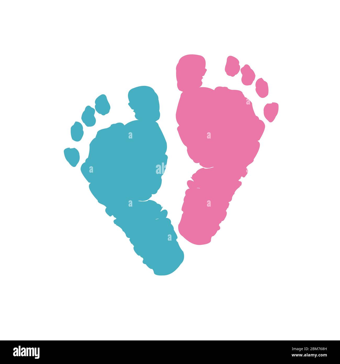 Baby foot prints. Baby girl baby boy. Twin baby symbol. Blue and pink colored baby reveal Stock Vector Image & Art - Alamy