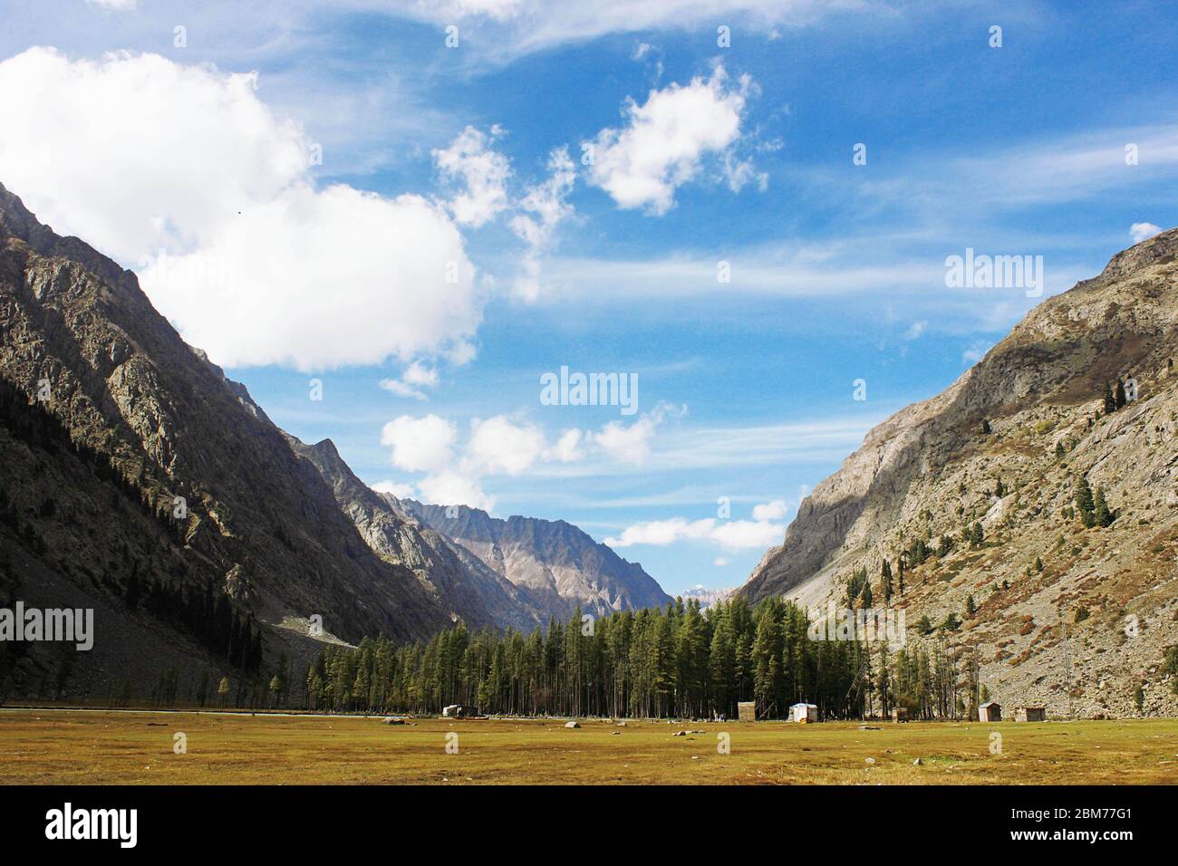 Beautiful Landscape in the mountains with blue skys and trees, swat valley, KPK Pakistan Stock Photo
