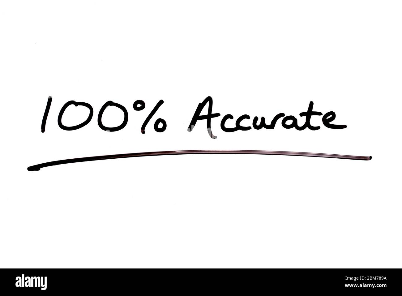 100% Accurate handwritten on a white background Stock Photo - Alamy
