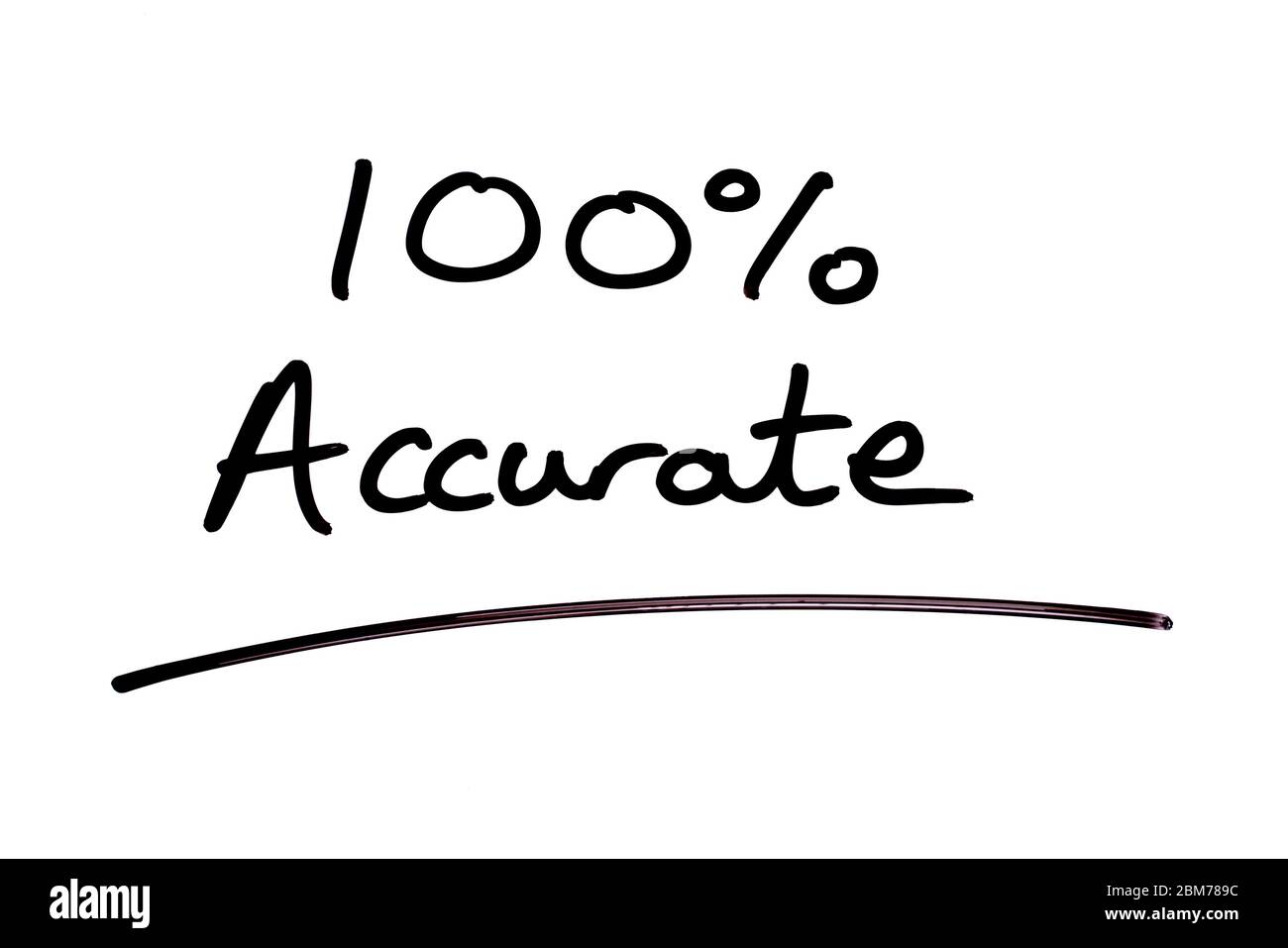 100% Accurate handwritten on a white background Stock Photo - Alamy
