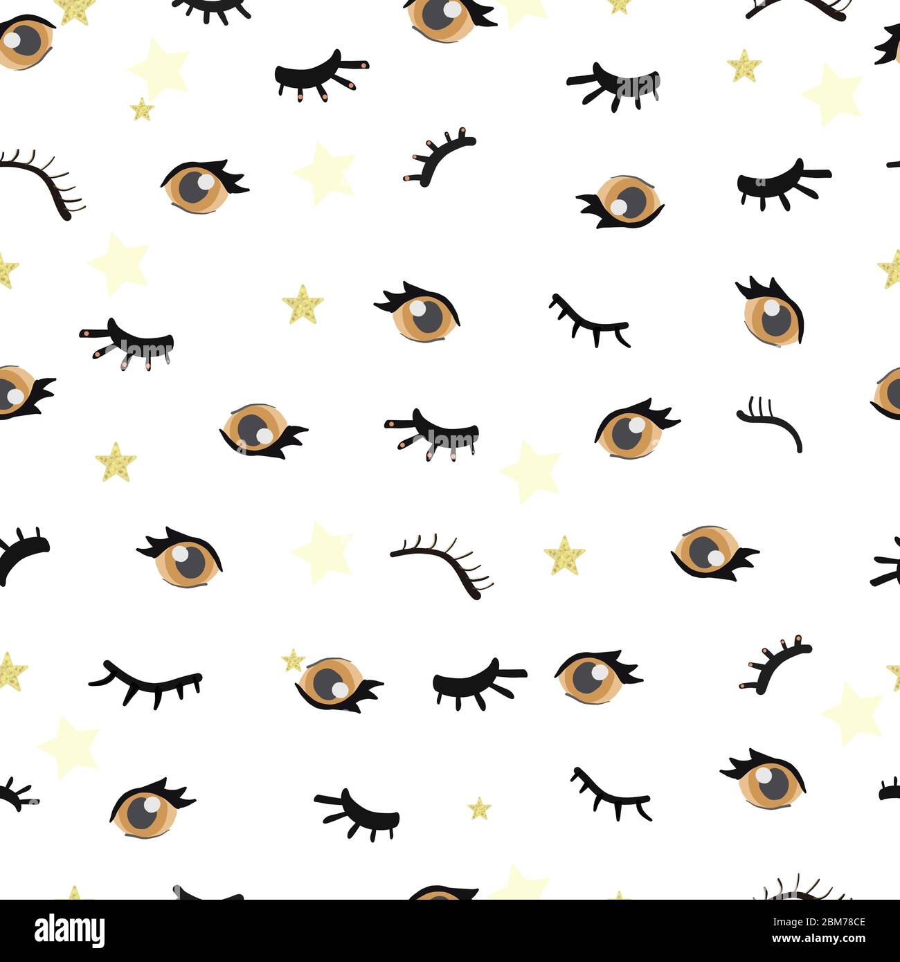 Eyes. Hand drawn closed and opened eye. Seamless eyes pattern Stock ...