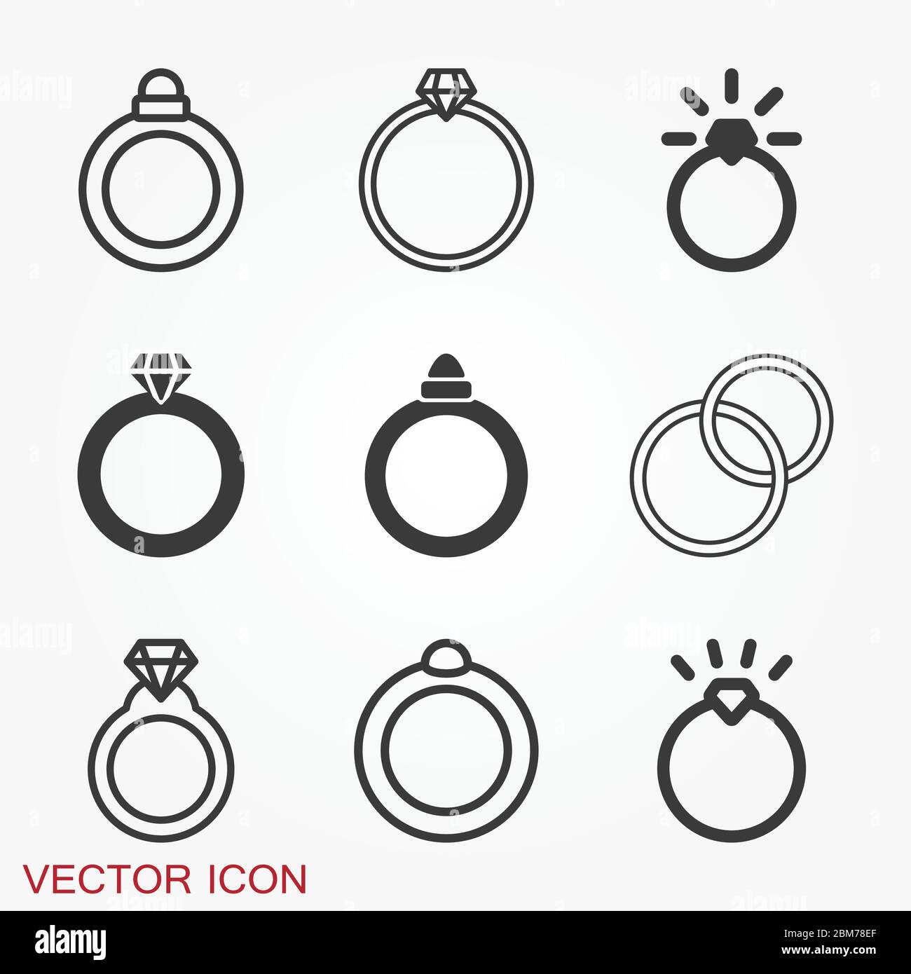 Ring icon, engagement and wedding ring. Vector illustration Stock ...