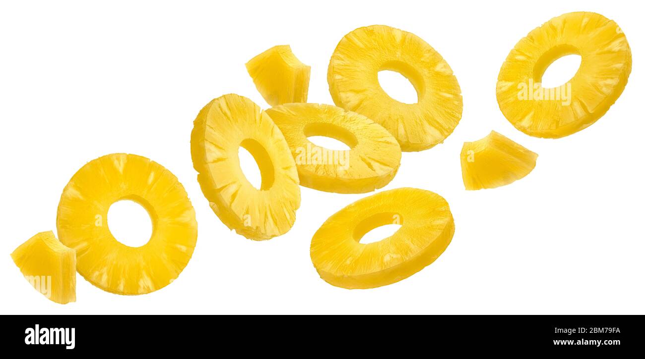 Canned pineapple rings isolated on white background Stock Photo - Alamy